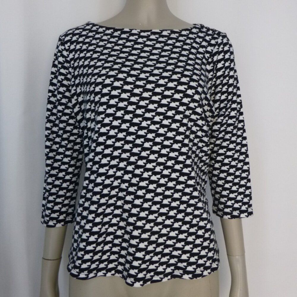 Charter Club Petite Pima Cotton Whales Graphic Quarter Sleeve Top